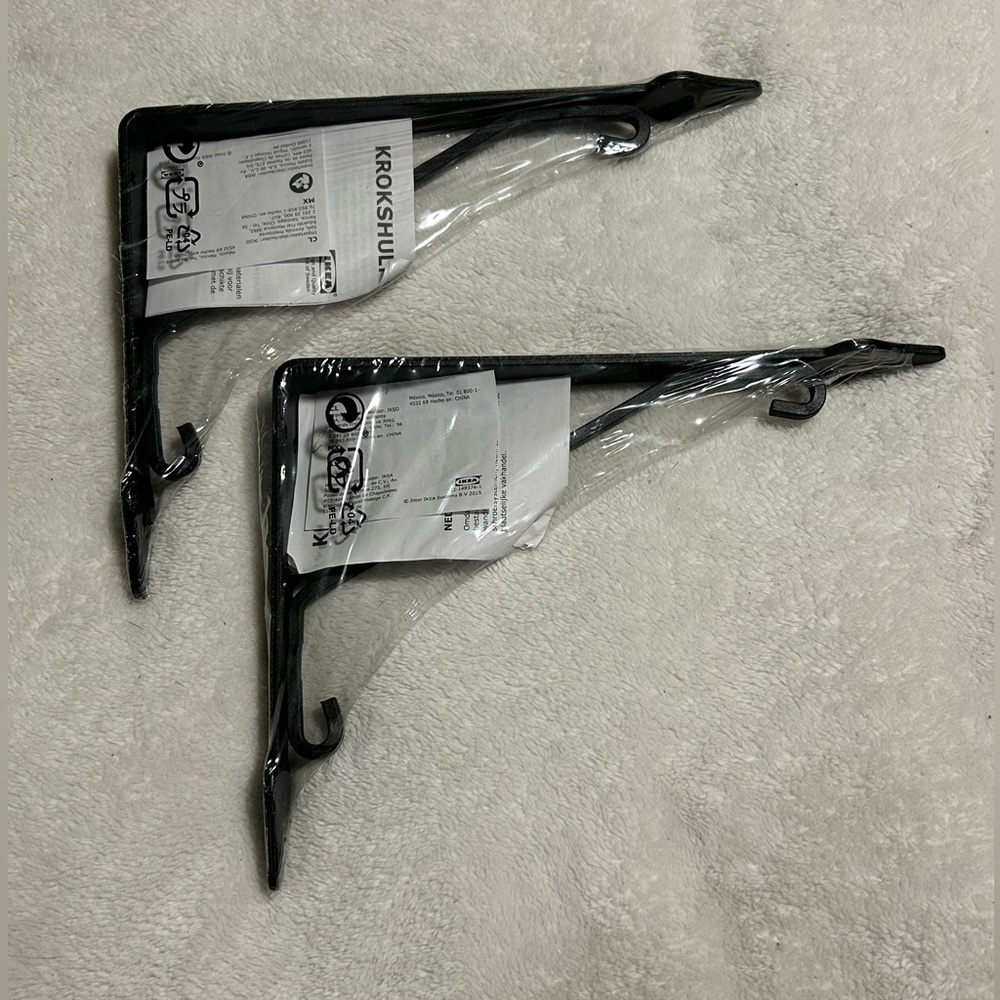 2 new IKEA KROKSHULT bracket black shelf home diy metal home decor wall hangin